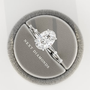 2 Karat ovaler Lab-Grown-Diamantring / 2 CT ovaler Diamant-dünner Verlobungsring / zierlicher Ring / länglicher ovaler Diamant aus 14-karätigem Gold / VS1 F Bild 9