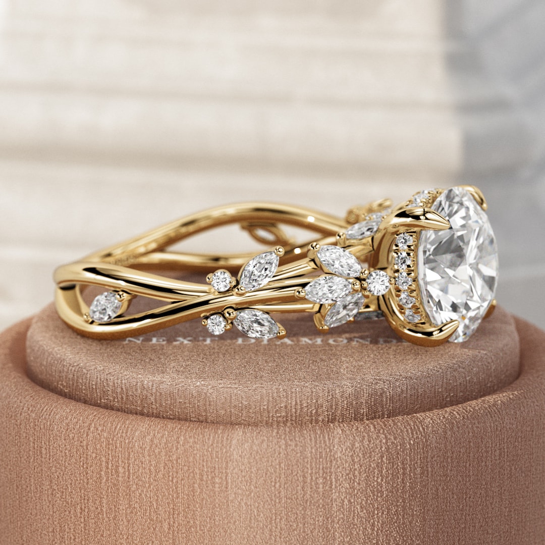 2.5 Carat Round Brilliant Lab Grown Diamond Nature Inspired Engagement
