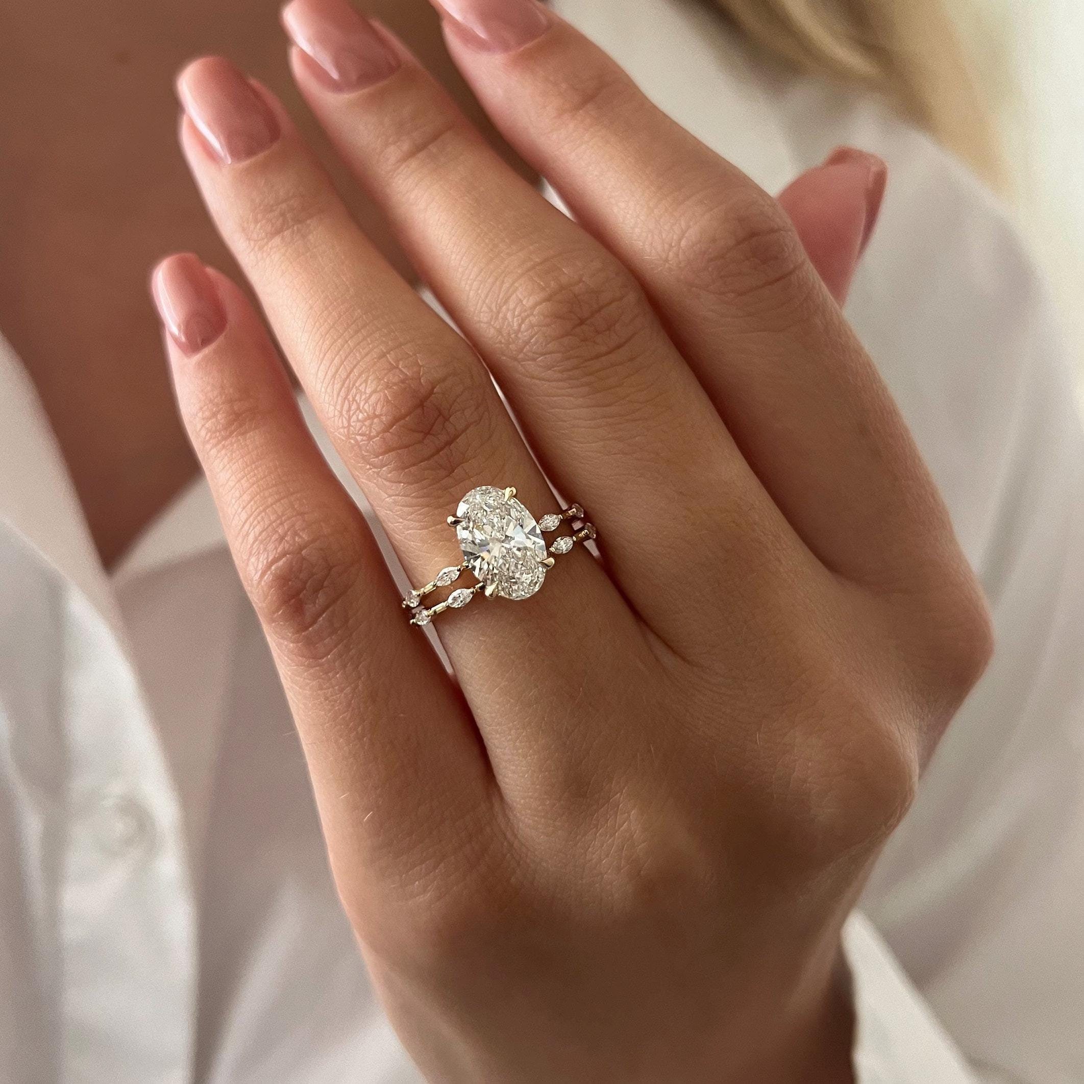 Bague Fiançailles Platine PT950 Diamant Lab 2,50 Ct Taille Marquise Certifiée IGI