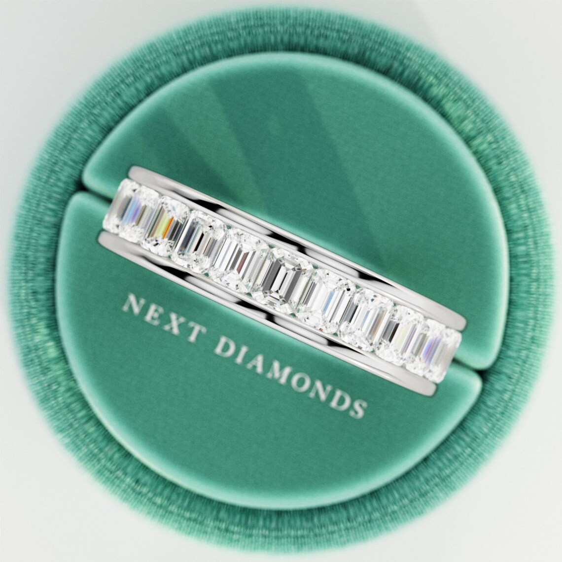 Channel Set Emerald Cut Eternity Band / 3 Carat Lab Grown Etsy