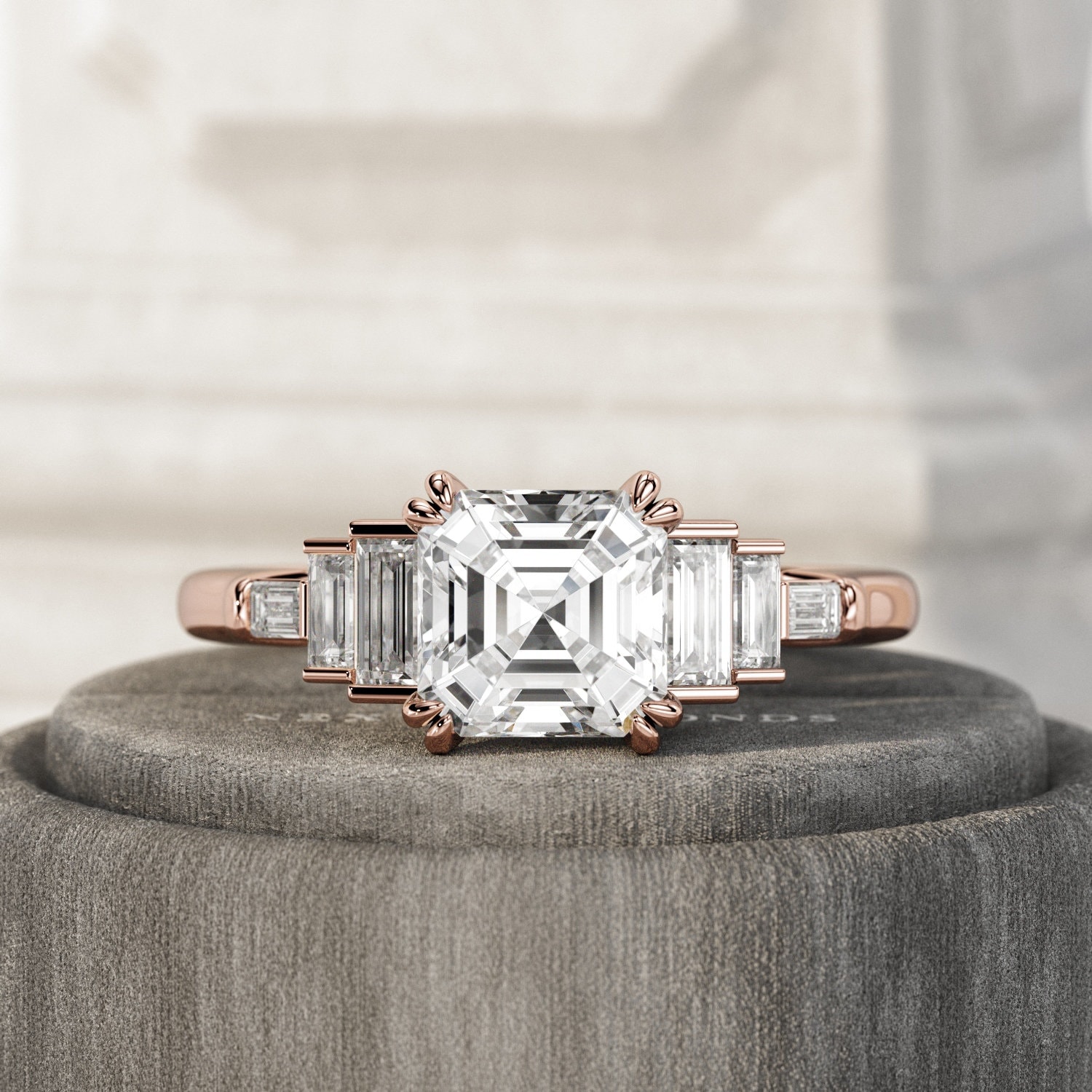 4 Carat Asscher Cut E VVS2 Lab Diamond Ring / Asscher Cut
