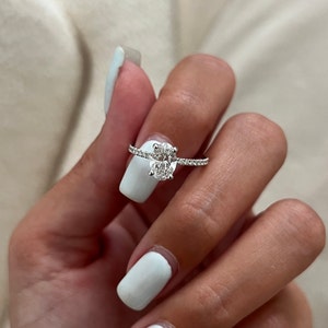 1 Carat Oval Engagement Ring / Oval Cut Lab Grown Hidden Halo Diamond
