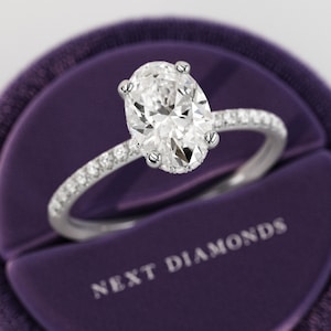 1 Carat Oval Engagement Ring / Oval Cut Lab Grown Hidden Halo Diamond