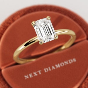 1 CT Emerald cut Lab Grown Diamond Ring / 1CT Engagement Ring / 14K 18K Gold Emerald Cut Diamond Ring / CVD Diamond / VVS2-F IGI Certified