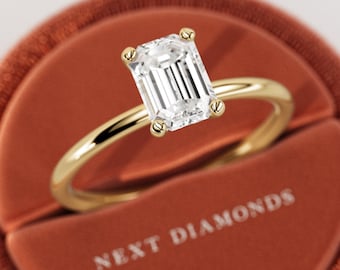 1 CT Emerald cut Lab Grown Diamond Ring / 1CT Engagement Ring / 14K 18K Gold Emerald Cut Diamond Ring / CVD Diamond / VVS2-F IGI Certified