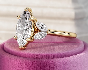 2 Carat Marquise Lab Grown Diamond Leaf Engagement Ring / Twig Nature Inspired Anniversary Ring / E VS1 Lab Grown Diamond IGI Certified