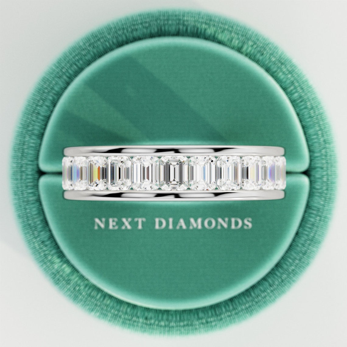 Channel Set Emerald Cut Eternity Band / 3 Carat Lab Grown Etsy