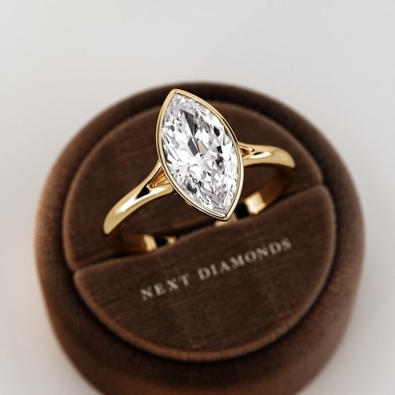 2ct F-VS1 18k Goldマーキスダイヤモンドエンゲージリングリング 2 CT