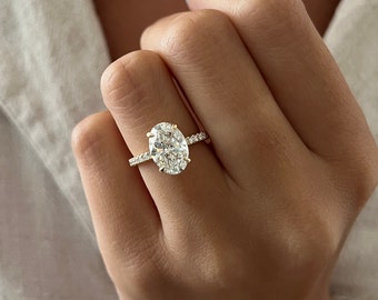 Carat Elongated Oval E VVS2 Lab Grown Diamond Hidden Halo