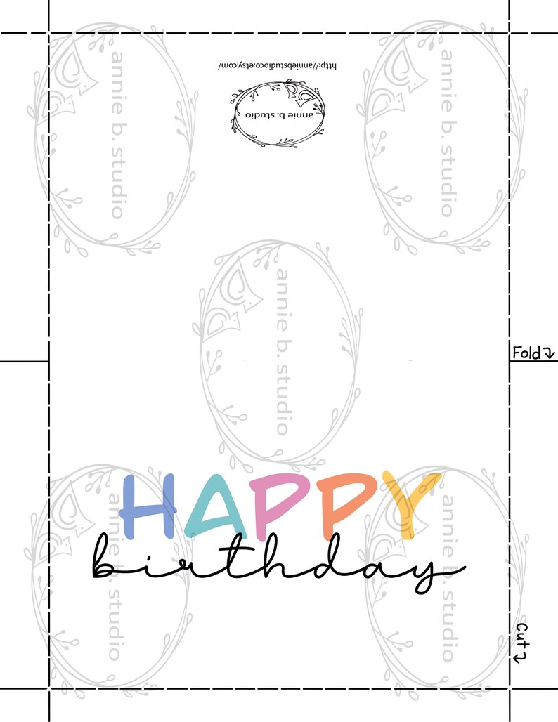 PRINTABLE Simple Happy Birthday Card Colorful Rainbow - Etsy