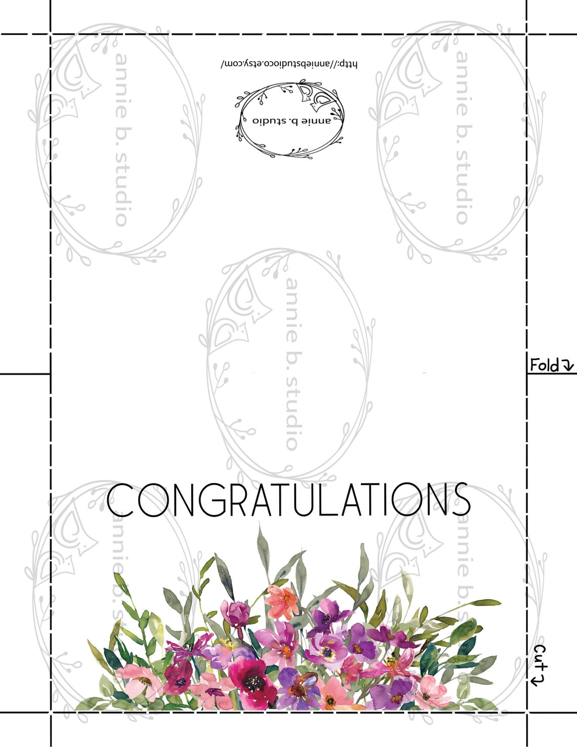 Floral Congratulations Card: Printable 5x7 Greeting (PDF Download ...