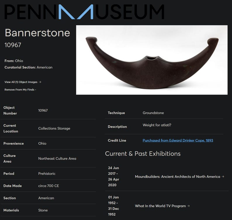 Bannerstone forskningsreplika - Penn Museum, Edward Drinker Cope bild 2