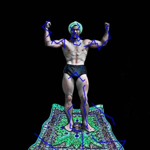 Art Photo MOKTAR -color -1001 Nights n.1,Scheherazade n.2a,Man solo,Flying Carpet -handsome -Muscle stud hunk buff -Soft version -download