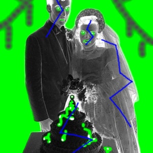 Art Photo MOKTAR -color -Postcard, n.4a + 4b =Lot of 2 -Wedding -woman man -funny joke humor,scary spooky creepy Halloween -Gothic -download