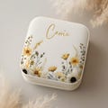 Personalized Floral Jewelry Box, Custom Name Travel Jewelry Case, Bridesmaid Gift, Wedding Gift for Her | Portable Ring & Earring Storage