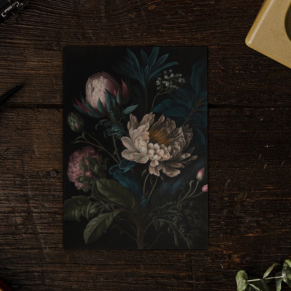 Dark Academia Victorian Roses Oil Painting Digital Print |Dark Victorian Gothic Decor |Vintage Dark Moody Floral Still Life|Botanical Poster