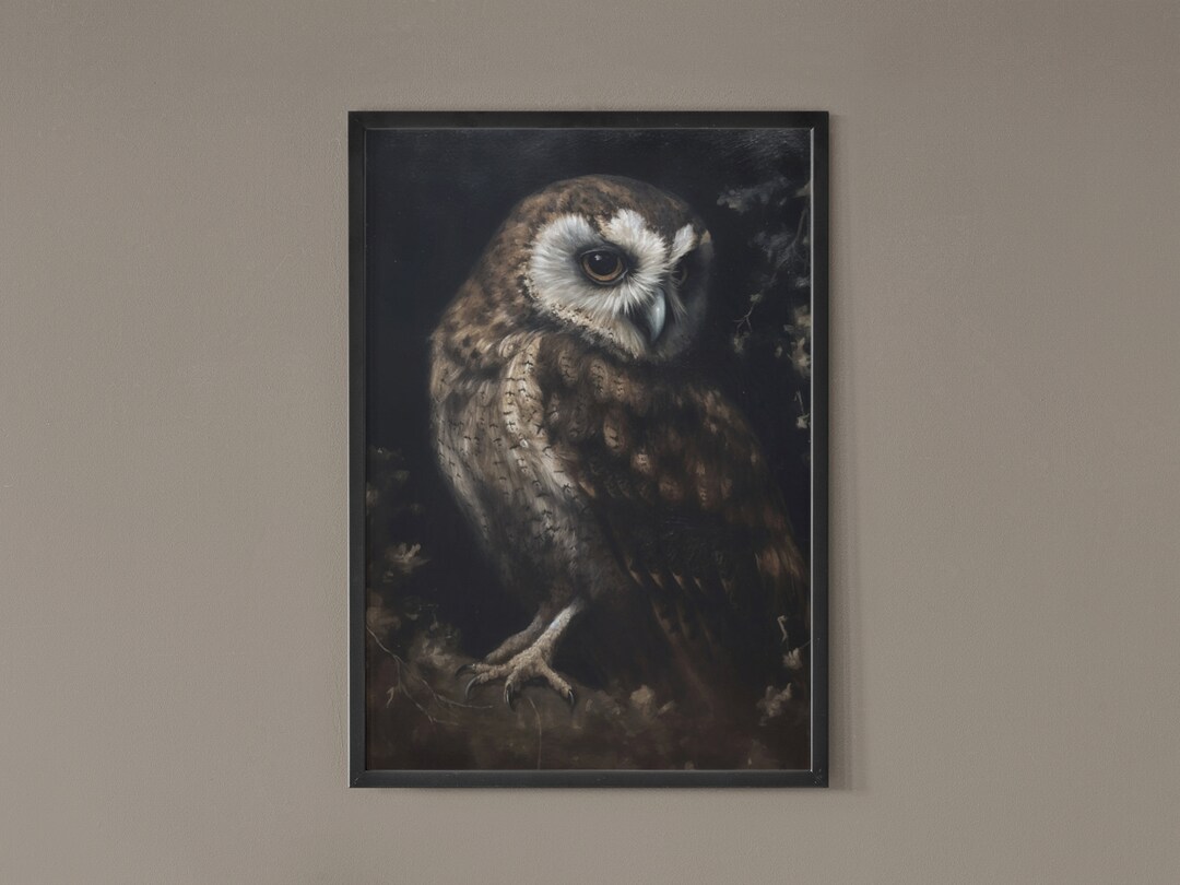 Dark Academia Owl Digital Art Print Vintage Dark Moody Art Victorian ...