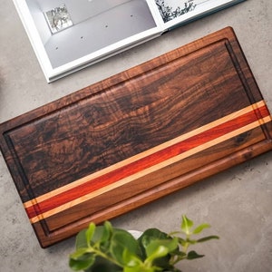 Walnut Cutting Board, Unique Handmade Board, Dark Walnut Board, Kitchen Board, Serving Board image 1