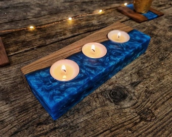 Unique Epoxy n Wood Candle Holder, Tealight Holder, Candle Holder, Home Decor, Resin Art, Walnut, House Warming Gift
