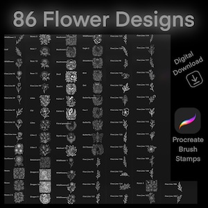 Procreate Brushset Stamps - 86 bloemontwerpen, tattoo-ideeën, tattoo-stencils, penselen