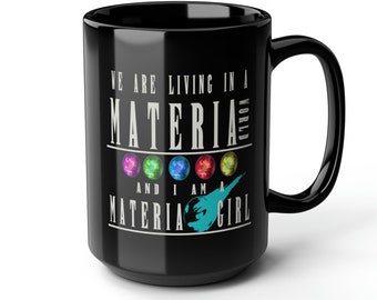 We are Living in a Materia World FFVII inspired Large 15oz High Quality Coffee Mug | Ceramic Mug Gifts for Friends Fantasy Colorful Spheres