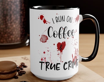 True Crime Coffee Mug | 15oz Red Splatter Ceramic Mug