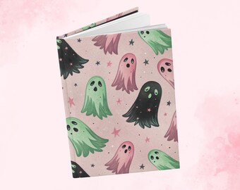 Creepy Ghost Hardcover Journal | Pink Halloween Notebook
