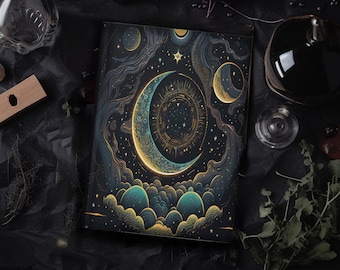 Celestial Moon & Stars Journal | Witchy Diary Notebook