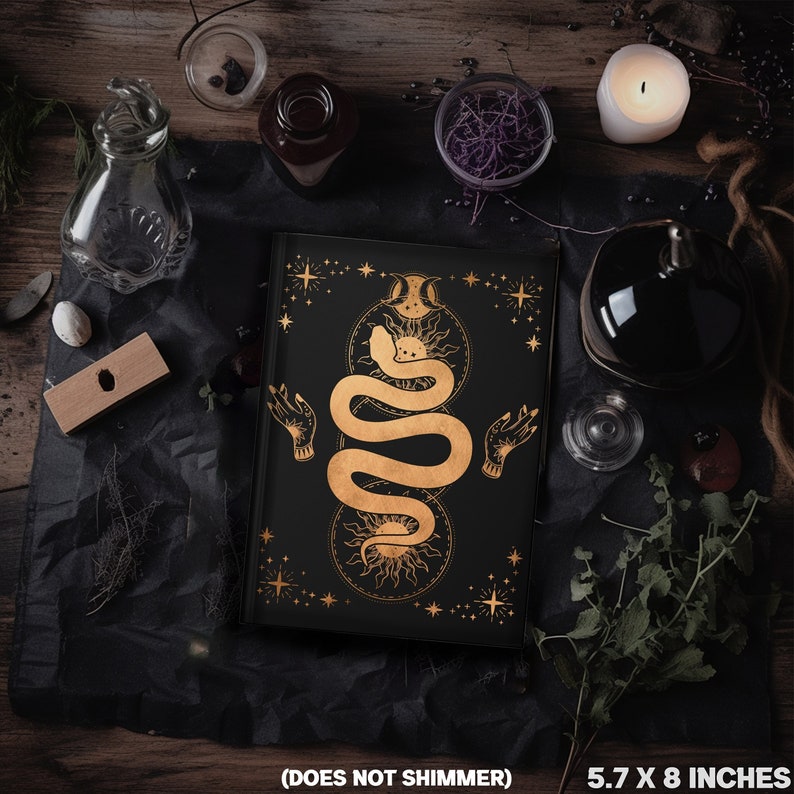 Snake Journal Celestial Snake Journal: Black & Gold Hardcover, Witchy Diary - Etsy