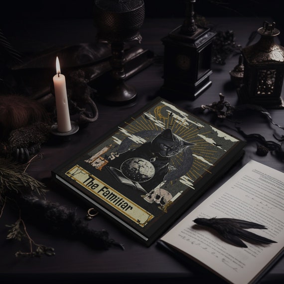 Customize Your Name Black Cat Tarot Card Mystic Witch Hardcover Journal | Witchy Notebook | Gothic Journal Diary | Lilith Moon Studios