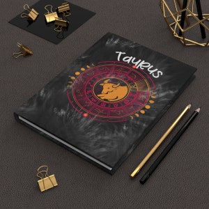 Stier astrologie symbool grafiek sterrenbeeld dagboek | Vrij hemels dierenriem notitieboek | Cadeau-ideeën | Leeg dagboek | Lilith Moon Studios