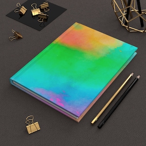 Tie Dye Inspired Colorful Pastel Rainbow Ombre Pretty Journal | Artistic Green Notebook Dream Journal Expense Tracker Blank Poetry Notebook