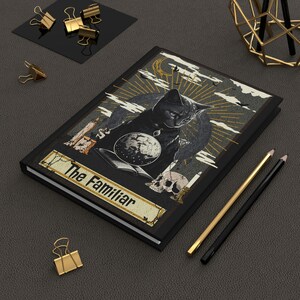 Customizable Black Cat Tarot Card Hardcover Journal | Witchy Gothic Diary image 2