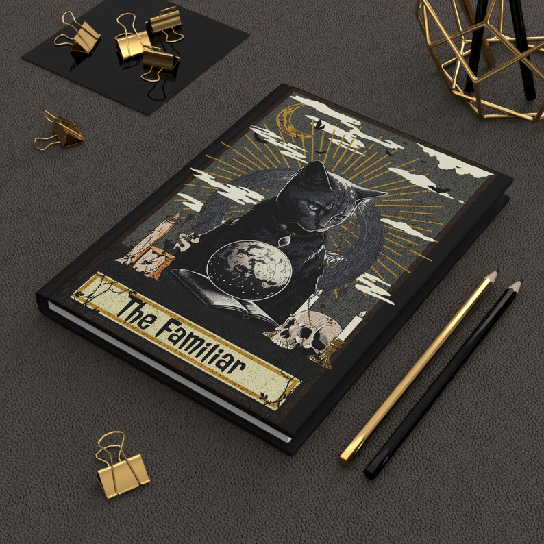 Customizable Black Cat Tarot Card Hardcover Journal | Witchy Gothic Diary image 2