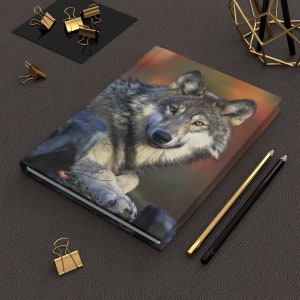 Real Wolf Face Photo Aesthetic Animal Nature Journal | Pretty Witchy Native Notebook | Gift Ideas | Blank Diary | Teacher Gifts | Lilith