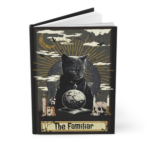 Customizable Black Cat Tarot Card Hardcover Journal | Witchy Gothic Diary image 3