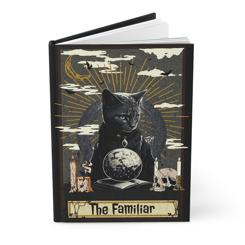Customizable Black Cat Tarot Card Hardcover Journal | Witchy Gothic Diary image 3