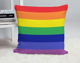 Bandera del orgullo hilado poliéster almohada cuadrada / almohada del orgullo para cumpleaños, aniversario, día del orgullo / regalo de apoyo LGBT para lesbianas, gays, trans