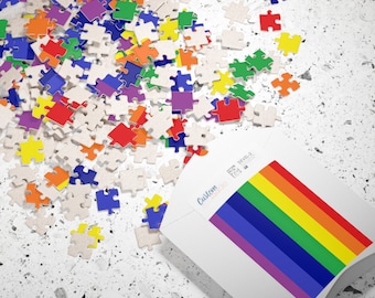 Pride Flag Puzzle | LGBTQ+ Rainbow Puzzle for Game Day, Personal Fun | Communities Support Gift for Trans, Gay, Lesbian, Bisex, Queer Pride
