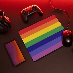 Pride Flag Mouse Pad | LGBTQ+ Rainbow Mousepad for Gaming, Browsing, Working | Communities Support Gift for Trans, Gay, Lesbian, Bisex Pride