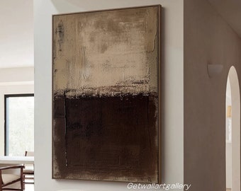 Arte de pared minimalista marrón Arte minimalista con textura marrón Arte wabi-sabi Pintura al óleo marrón rojiza Obra de arte marrón original Regalo de inauguración de la casa