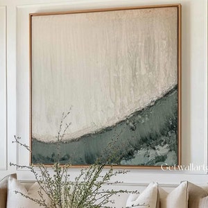 Green Textured Wall Art Beige Textured Wall Art Large Beige and Green Canvas Wall Art Wabi-sabi Art  Abstract Textured Painting Home Decor