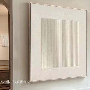 Pure Beige 3D Minimal Wall Art Beige Plaster Canvas Wall Art Large Beige Oil Painting For Home Decor Beige 3D Texture Wall Art Neutral Art