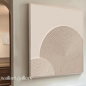 Modern Beige 3D Textured Wall Art Beige Brown 3d Textured Art Large Beige Framed Wall Art For Livingroom Neutral Beige Textured Boho Art