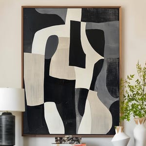 Beige Black Texture Painting on Canvas Wabi-Sabi Wall Art For Livingroom Neutral Wall Art Original Black and Beige Minimal Canvas Wall Art
