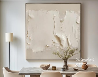 Beige white rich textured wall art beige textured canvas art oversized beige framed canvas wall art textured artwork for home decor