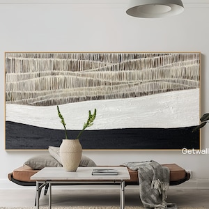 Oversize brown wabi-sabi wall art large black and white textured wall art 3d textured wall art black and white minimalist art wall decor