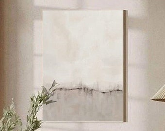 Light beige wabi-sabi painting neutral art beige minimal wall art for livingroom large gray oil painting contemporary minimal painting