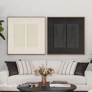 2er Set beige und schwarz 3d strukturierte Kunst beige und schwarze wabi-sabi Wandkunst 2-teiliges beige und schwarze Wandkunst 3d strukturierte Leinwand Kunst