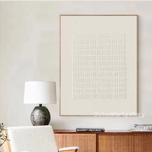 Pintura al óleo beige cremoso texturizada en 3D, arte minimalista blanco biege para sala de estar, arte de lienzo blanco beige grande, arte de pared con textura minimalista